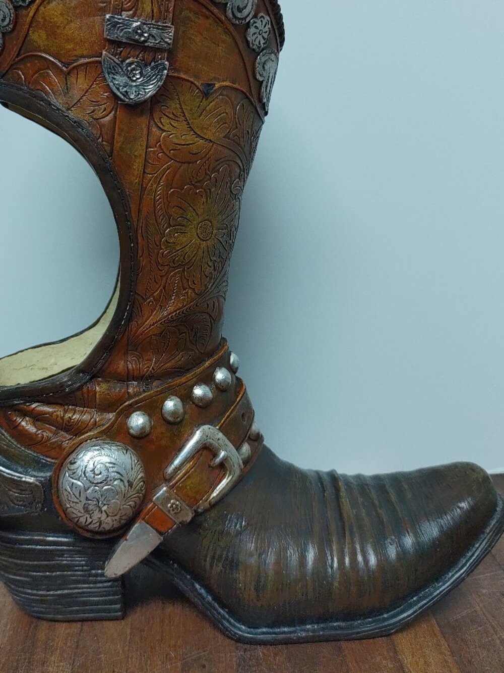 Cowboy Boot Ceramic Toilet Brush Holder Western Ranch Farm Rodeo Bathroom Decor